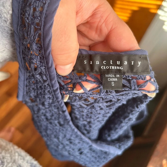 SANCTUARY NAVY BLUE CROCHET TANK - Picture 2 of 3